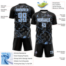 Load image into Gallery viewer, Custom Black Light Blue-White Lightning Sublimation Soccer Uniform Jersey
