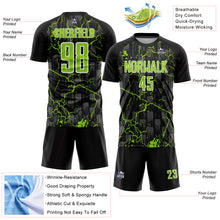 Load image into Gallery viewer, Custom Black Neon Green-White Lightning Sublimation Soccer Uniform Jersey
