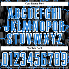 Load image into Gallery viewer, Custom Black Powder Blue-White Lightning Sublimation Soccer Uniform Jersey
