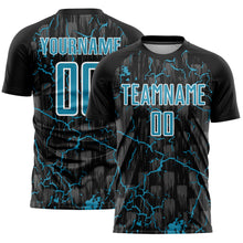 Load image into Gallery viewer, Custom Black Panther Blue-White Lightning Sublimation Soccer Uniform Jersey
