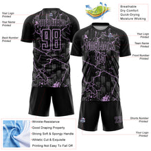 Load image into Gallery viewer, Custom Black Light Purple Lightning Sublimation Soccer Uniform Jersey
