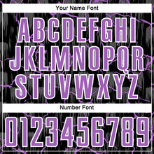 Load image into Gallery viewer, Custom Black Medium Purple-White Lightning Sublimation Soccer Uniform Jersey
