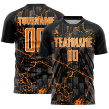 Charger l&#39;image dans la galerie, Custom Black Bay Orange-White Lightning Sublimation Soccer Uniform Jersey

