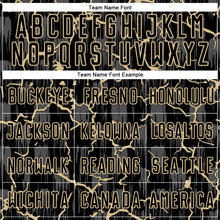 Load image into Gallery viewer, Custom Black Vegas Gold Lightning Sublimation Soccer Uniform Jersey
