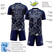 Загрузить изображение в средство просмотра галереи, Custom Navy White Lightning Sublimation Soccer Uniform Jersey
