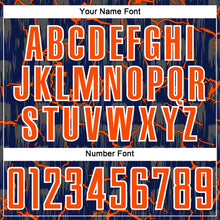 Load image into Gallery viewer, Custom Navy Orange-White Lightning Sublimation Soccer Uniform Jersey
