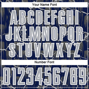 Custom Navy Gray-White Lightning Sublimation Soccer Uniform Jersey