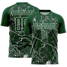 Load image into Gallery viewer, Custom Green White Lightning Sublimation Soccer Uniform Jersey
