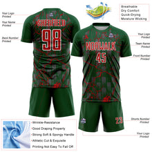 Load image into Gallery viewer, Custom Green Red-White Lightning Sublimation Soccer Uniform Jersey
