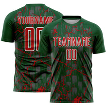 Load image into Gallery viewer, Custom Green Red-White Lightning Sublimation Soccer Uniform Jersey
