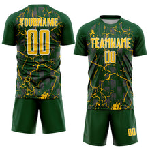 Load image into Gallery viewer, Custom Green Yellow-White Lightning Sublimation Soccer Uniform Jersey

