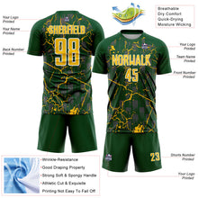 Load image into Gallery viewer, Custom Green Yellow-White Lightning Sublimation Soccer Uniform Jersey
