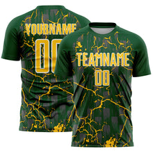 Load image into Gallery viewer, Custom Green Yellow-White Lightning Sublimation Soccer Uniform Jersey

