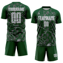 Load image into Gallery viewer, Custom Green Gray-White Lightning Sublimation Soccer Uniform Jersey
