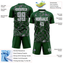 Load image into Gallery viewer, Custom Green Gray-White Lightning Sublimation Soccer Uniform Jersey
