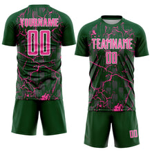 Load image into Gallery viewer, Custom Green Pink-White Lightning Sublimation Soccer Uniform Jersey
