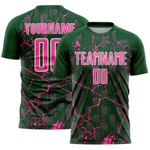Load image into Gallery viewer, Custom Green Pink-White Lightning Sublimation Soccer Uniform Jersey
