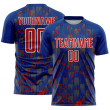 Load image into Gallery viewer, Custom Royal Red-White Lightning Sublimation Soccer Uniform Jersey
