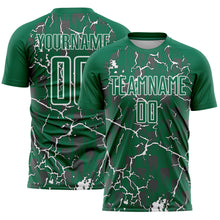 Load image into Gallery viewer, Custom Kelly Green White Lightning Sublimation Soccer Uniform Jersey
