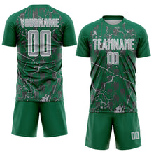 Load image into Gallery viewer, Custom Kelly Green Gray-White Lightning Sublimation Soccer Uniform Jersey
