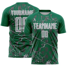 Load image into Gallery viewer, Custom Kelly Green Gray-White Lightning Sublimation Soccer Uniform Jersey

