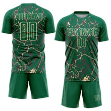 Charger l&#39;image dans la galerie, Custom Kelly Green Cream Lightning Sublimation Soccer Uniform Jersey
