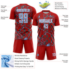 Load image into Gallery viewer, Custom Red Light Blue-White Lightning Sublimation Soccer Uniform Jersey
