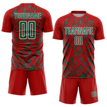 Load image into Gallery viewer, Custom Red Kelly Green-White Lightning Sublimation Soccer Uniform Jersey
