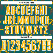 Load image into Gallery viewer, Custom Teal Gold-White Lightning Sublimation Soccer Uniform Jersey
