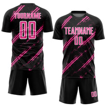 Load image into Gallery viewer, Custom Black Pink-White Abstract Fragment Art Splash Sublimation Soccer Uniform Jersey
