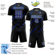 Load image into Gallery viewer, Custom Black Royal-White Abstract Fragment Art Splash Sublimation Soccer Uniform Jersey
