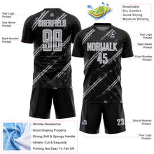 Load image into Gallery viewer, Custom Black Gray-White Abstract Fragment Art Splash Sublimation Soccer Uniform Jersey
