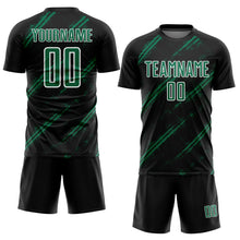 Load image into Gallery viewer, Custom Black Kelly Green-White Abstract Fragment Art Splash Sublimation Soccer Uniform Jersey
