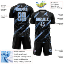 Load image into Gallery viewer, Custom Black Light Blue-White Abstract Fragment Art Splash Sublimation Soccer Uniform Jersey
