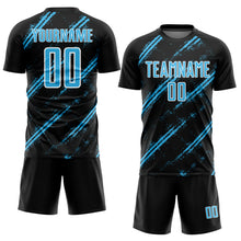 Load image into Gallery viewer, Custom Black Sky Blue-White Abstract Fragment Art Splash Sublimation Soccer Uniform Jersey
