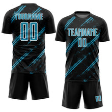 Load image into Gallery viewer, Custom Black Panther Blue-White Abstract Fragment Art Splash Sublimation Soccer Uniform Jersey
