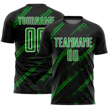 Load image into Gallery viewer, Custom Black Grass Green-White Abstract Fragment Art Splash Sublimation Soccer Uniform Jersey
