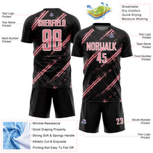 Load image into Gallery viewer, Custom Black Medium Pink-White Abstract Fragment Art Splash Sublimation Soccer Uniform Jersey
