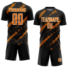 Load image into Gallery viewer, Custom Black Bay Orange-White Abstract Fragment Art Splash Sublimation Soccer Uniform Jersey
