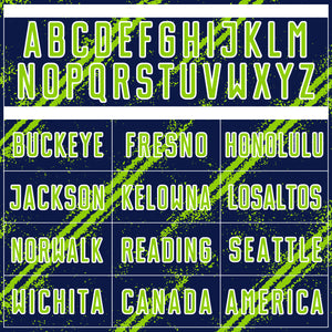 Custom Navy Neon Green-White Abstract Fragment Art Splash Sublimation Soccer Uniform Jersey