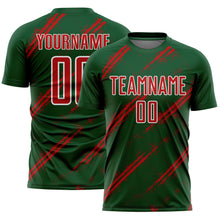 Charger l&#39;image dans la galerie, Custom Green Red-White Abstract Fragment Art Splash Sublimation Soccer Uniform Jersey
