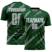 Load image into Gallery viewer, Custom Green Gray-White Abstract Fragment Art Splash Sublimation Soccer Uniform Jersey
