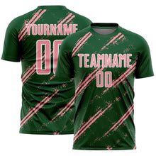Load image into Gallery viewer, Custom Green Medium Pink-White Abstract Fragment Art Splash Sublimation Soccer Uniform Jersey
