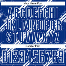 Load image into Gallery viewer, Custom Royal White Abstract Fragment Art Splash Sublimation Soccer Uniform Jersey
