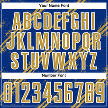 Load image into Gallery viewer, Custom Royal Old Gold-White Abstract Fragment Art Splash Sublimation Soccer Uniform Jersey
