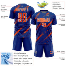 Load image into Gallery viewer, Custom Royal Orange-White Abstract Fragment Art Splash Sublimation Soccer Uniform Jersey
