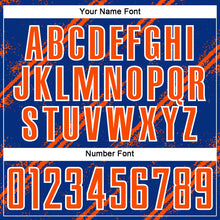 Load image into Gallery viewer, Custom Royal Orange-White Abstract Fragment Art Splash Sublimation Soccer Uniform Jersey
