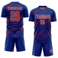 Load image into Gallery viewer, Custom Royal Red-White Abstract Fragment Art Splash Sublimation Soccer Uniform Jersey
