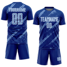 Load image into Gallery viewer, Custom Royal Light Blue-White Abstract Fragment Art Splash Sublimation Soccer Uniform Jersey
