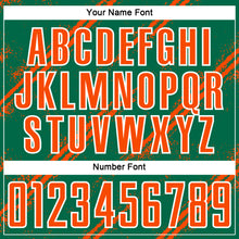 Load image into Gallery viewer, Custom Kelly Green Orange-White Abstract Fragment Art Splash Sublimation Soccer Uniform Jersey
